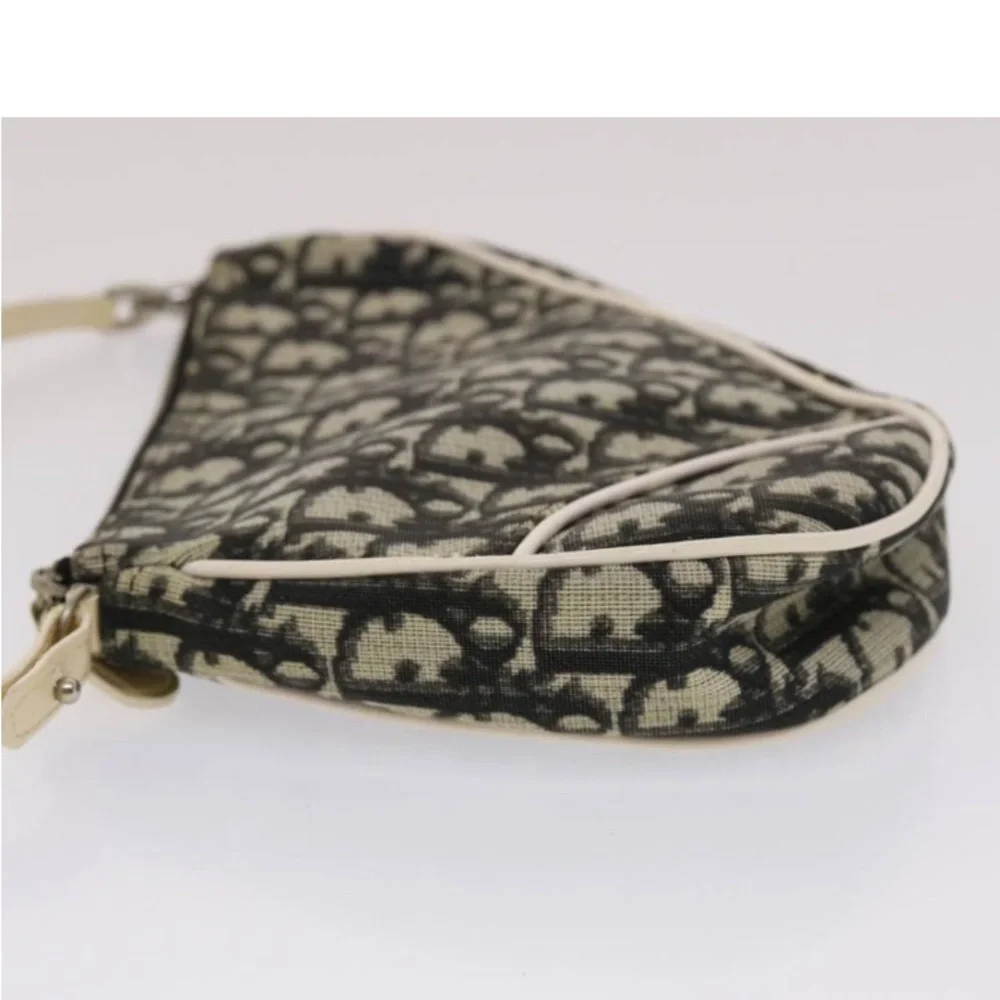 CHRISTIAN DIOR TROTTER Canvas Saddle Pouch Black/ White PREOWNED - Picture 4 of 16